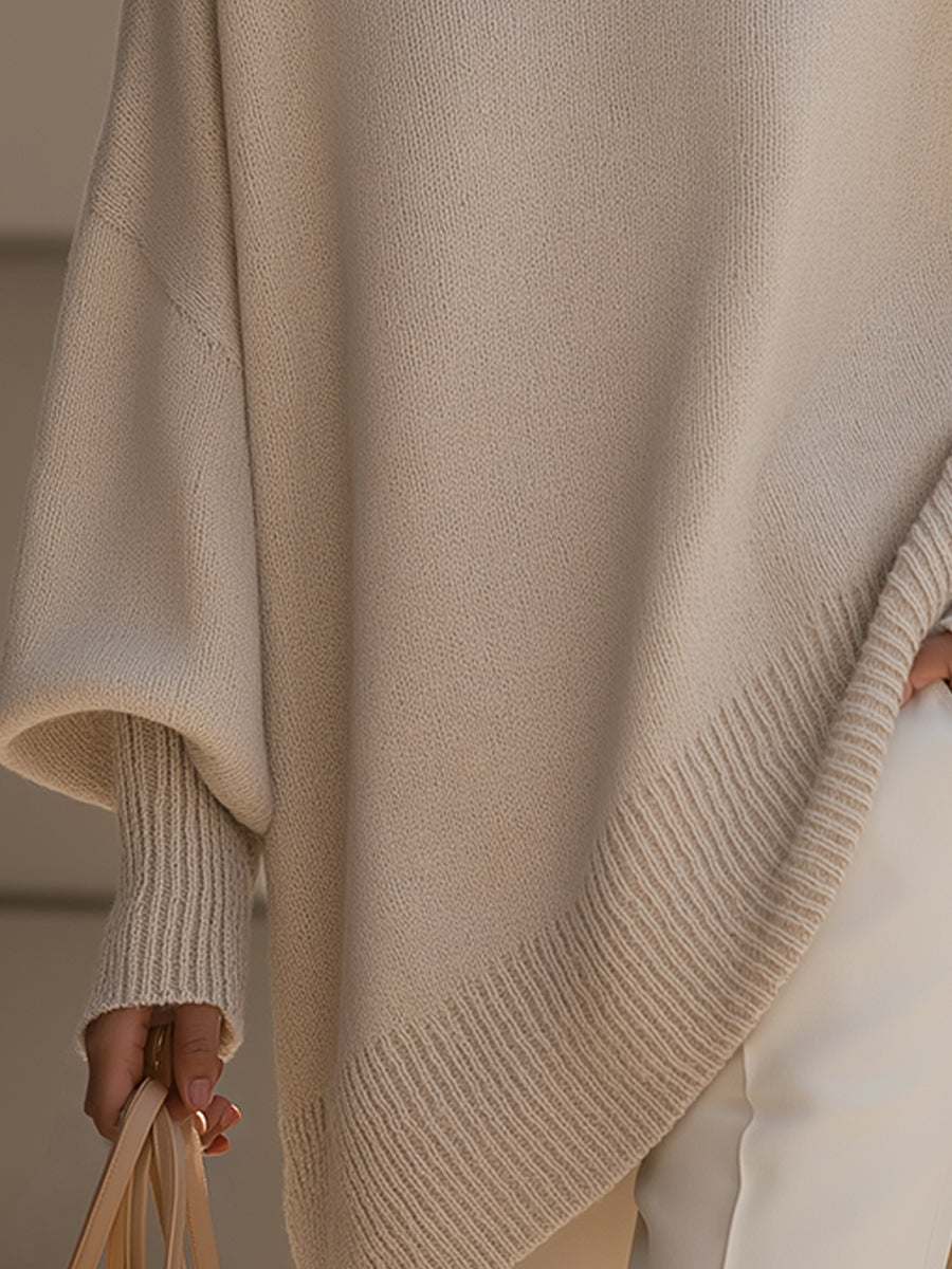 Oversized Draped Wide-Neck Sweater