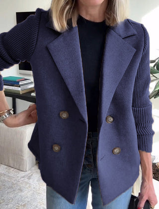 Elegant Knit-Sleeve Blazer
