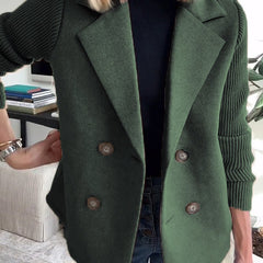 Elegant Knit-Sleeve Blazer