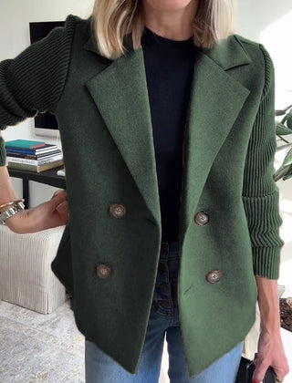 Elegant Knit-Sleeve Blazer