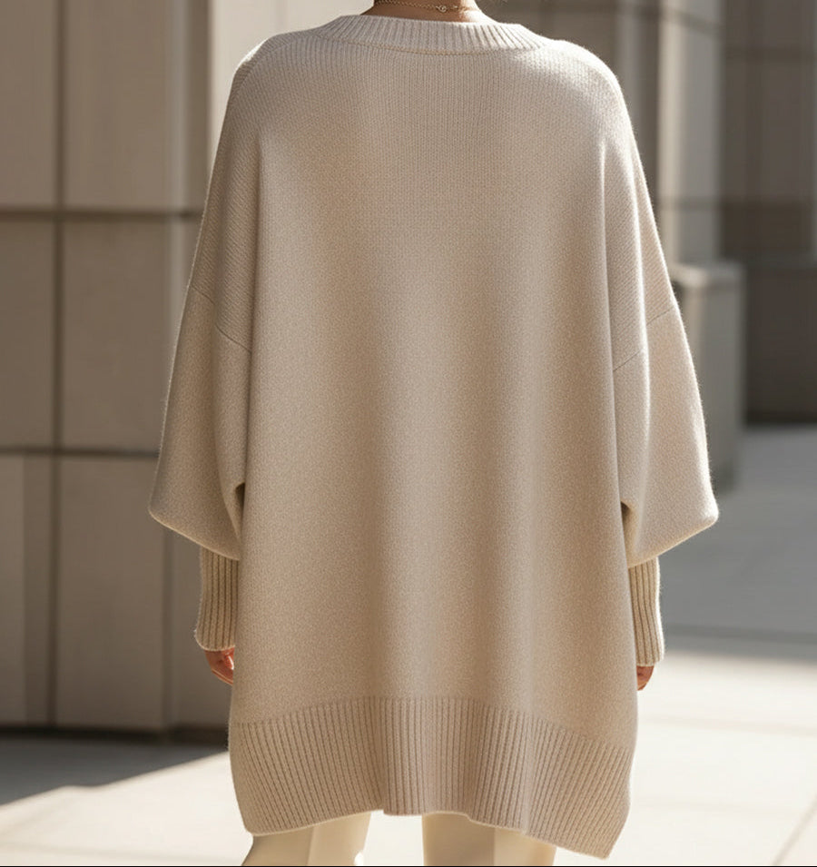 Oversized Draped Wide-Neck Sweater
