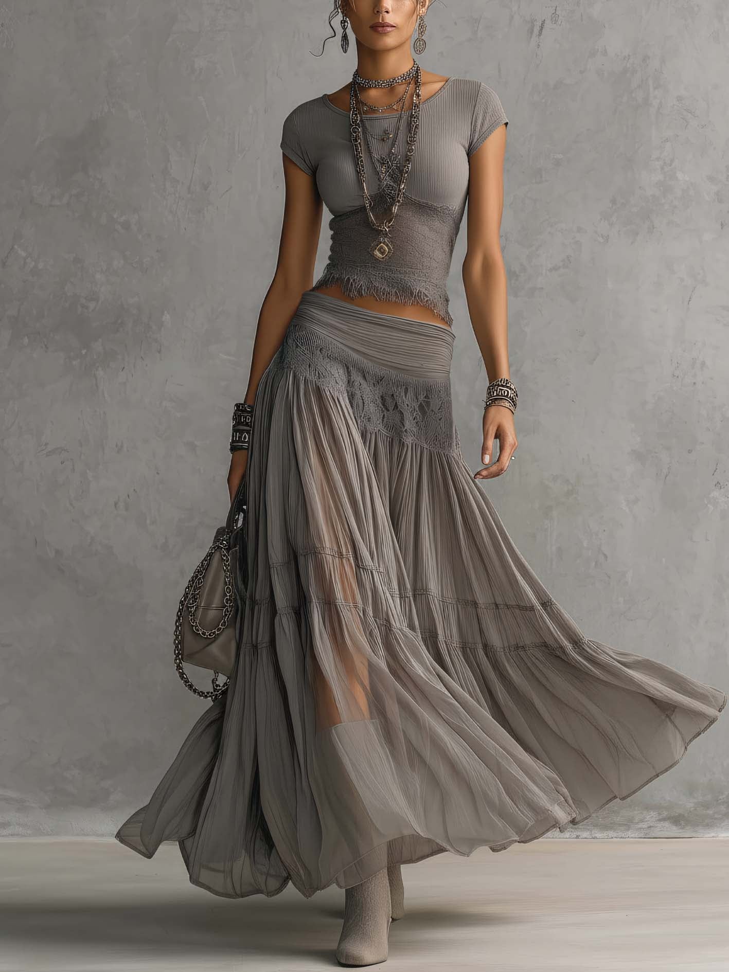 Milena | Grey Lace Set
