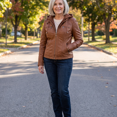 Callista hooded moto jacket, worn