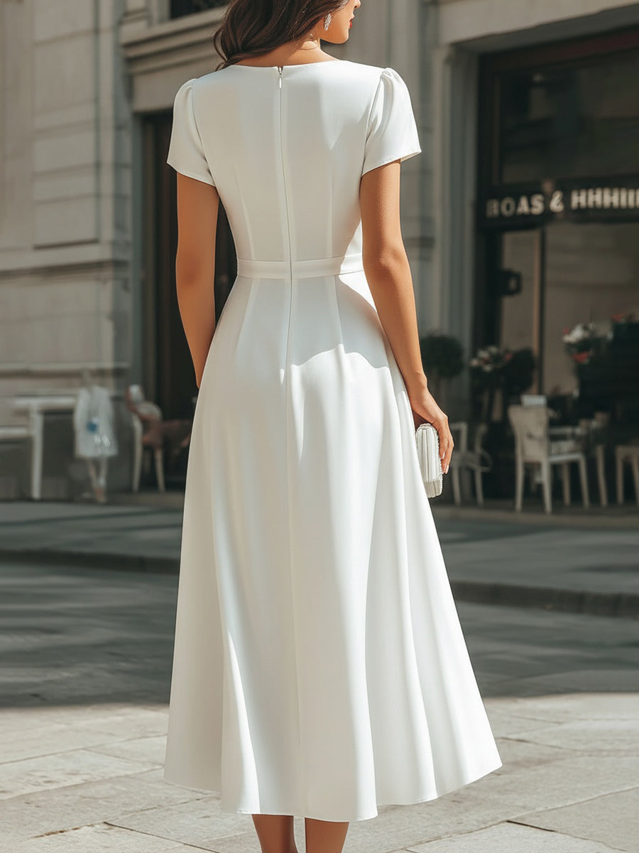 Celeste | Asymmetric Draped Midi Dress