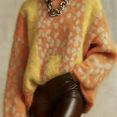 Leopard Colour-Block Turtleneck