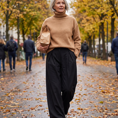 Vera trousers in black with a camel sweater