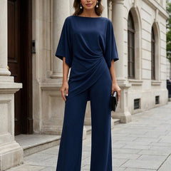 Cape-Sleeve Draped Waist Two-Piece