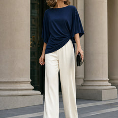 Cape-Sleeve Draped Waist Two-Piece