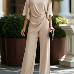 Cape-Sleeve Draped Waist Two-Piece