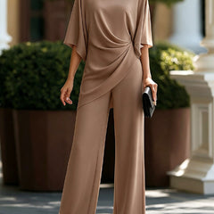 Cape-Sleeve Draped Waist Two-Piece