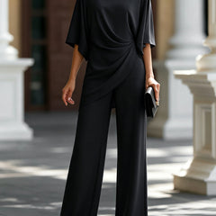 Cape-Sleeve Draped Waist Two-Piece