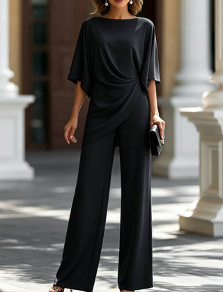 Cape-Sleeve Draped Waist Two-Piece