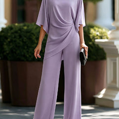 Cape-Sleeve Draped Waist Two-Piece
