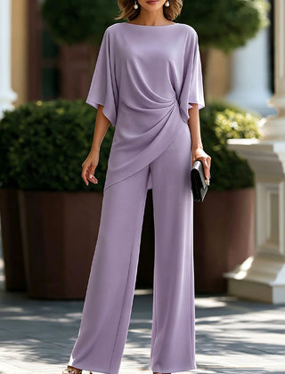 Cape-Sleeve Draped Waist Two-Piece
