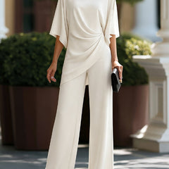Cape-Sleeve Draped Waist Two-Piece