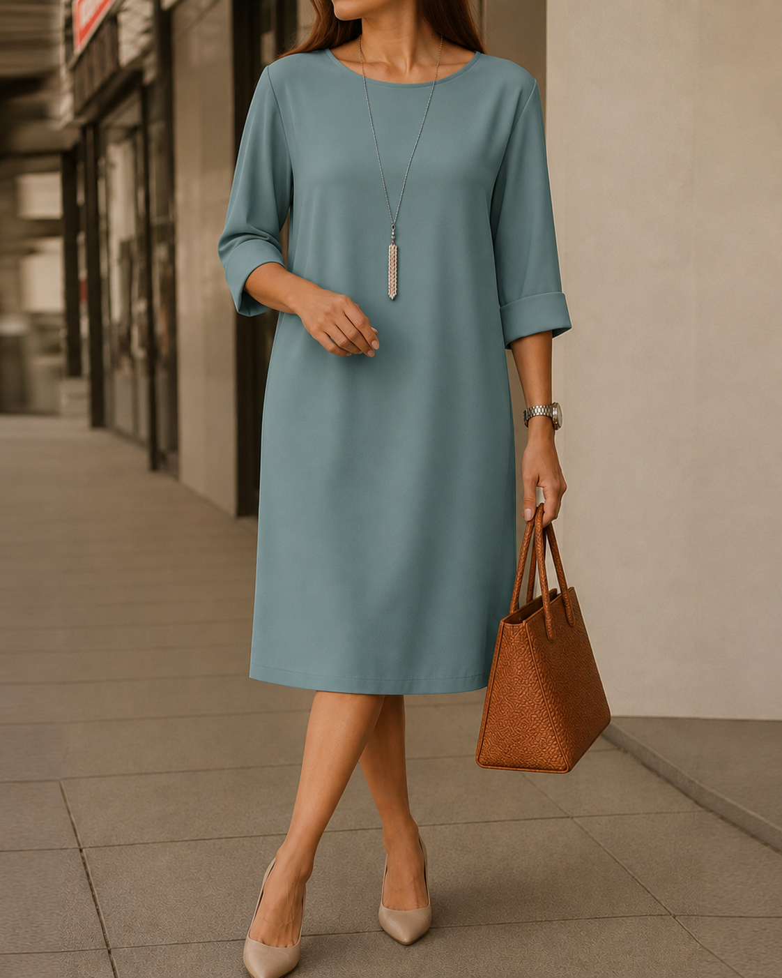Tummy-Concealing Midi Dress