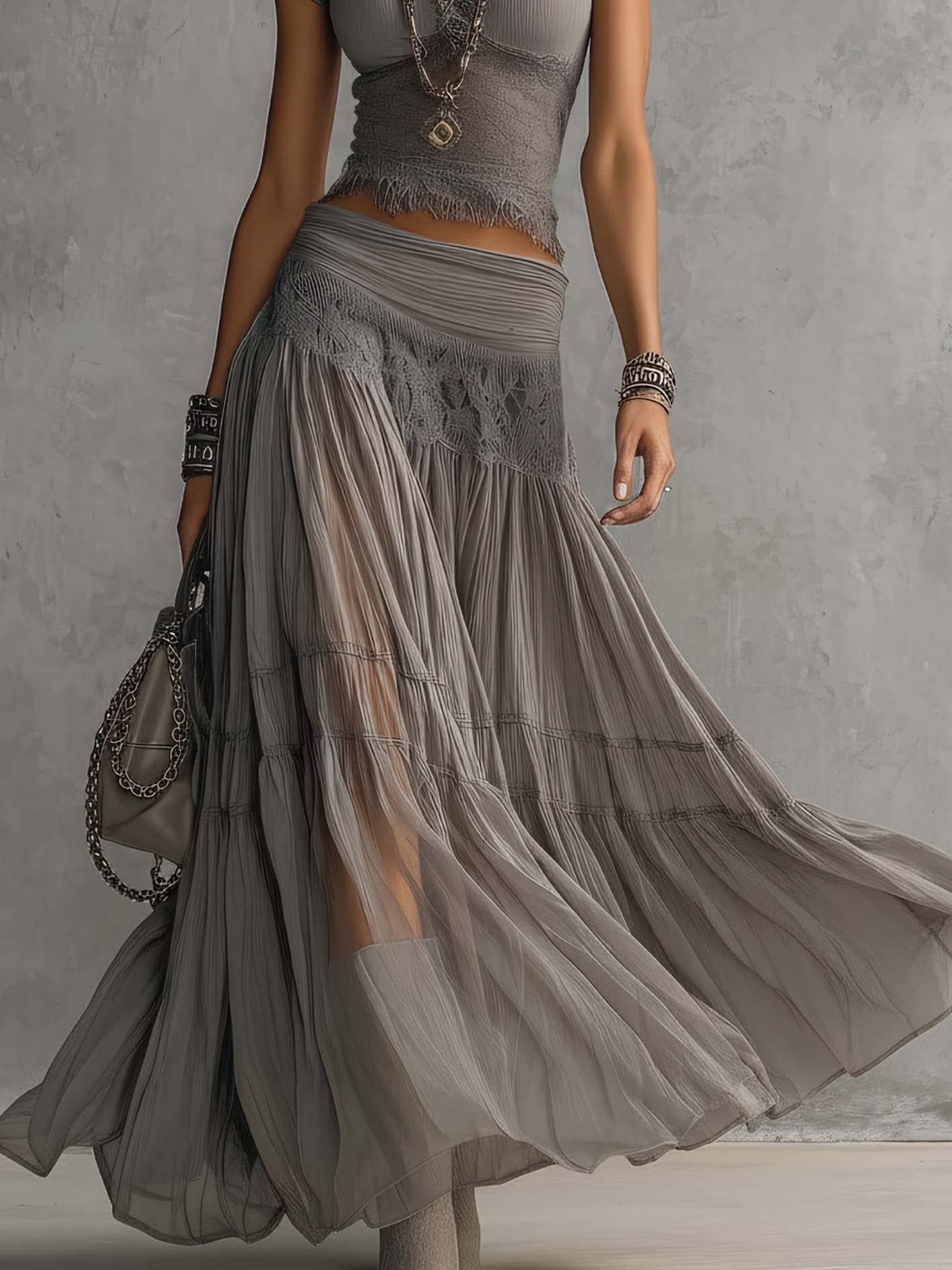Milena | Grey Lace Set