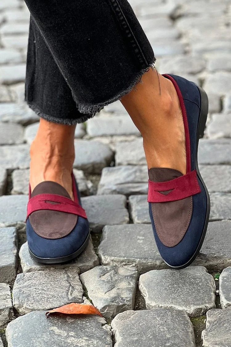 Blue Colourblock Loafers