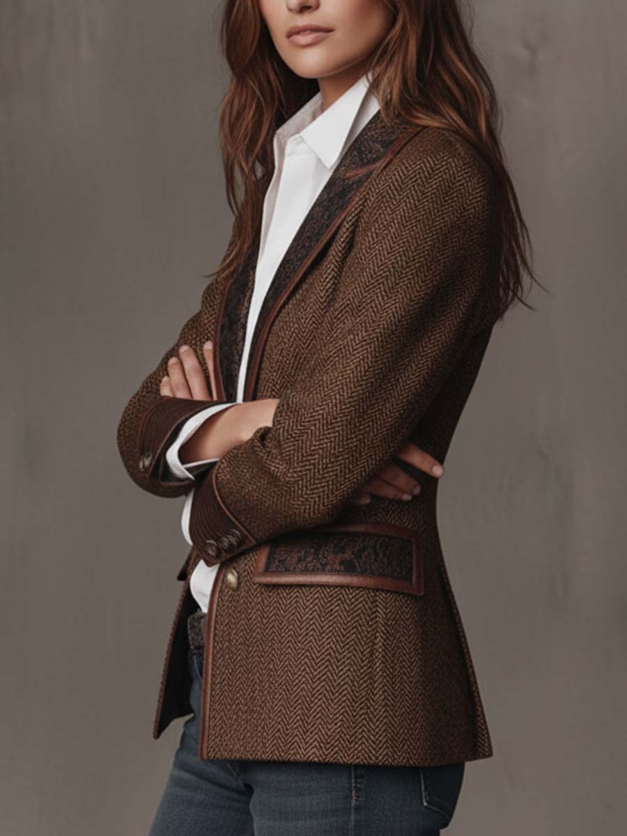 Herringbone Panel Blazer