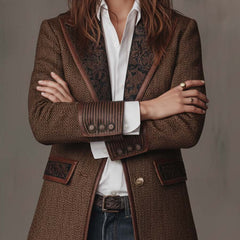 Herringbone Panel Blazer
