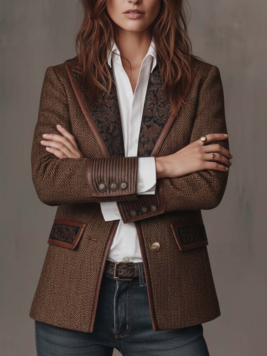 Herringbone Panel Blazer