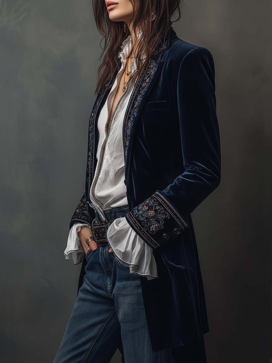 Embroidered Longline Jacket