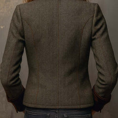 Herringbone Contrast-Trim Blazer