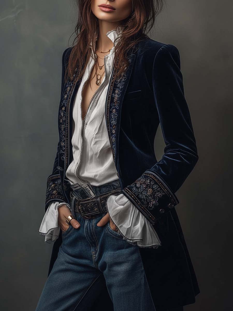Embroidered Longline Jacket