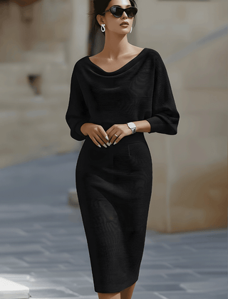Draped Batwing-Sleeve Dress for Women