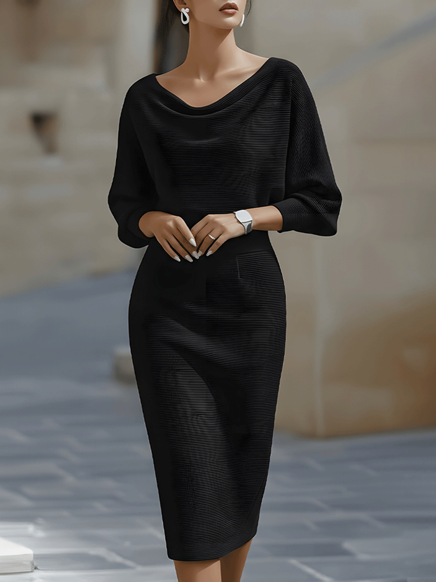 Draped Batwing-Sleeve Dress for Women