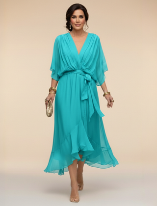 Monique | V-Neck Chiffon Midi Dress