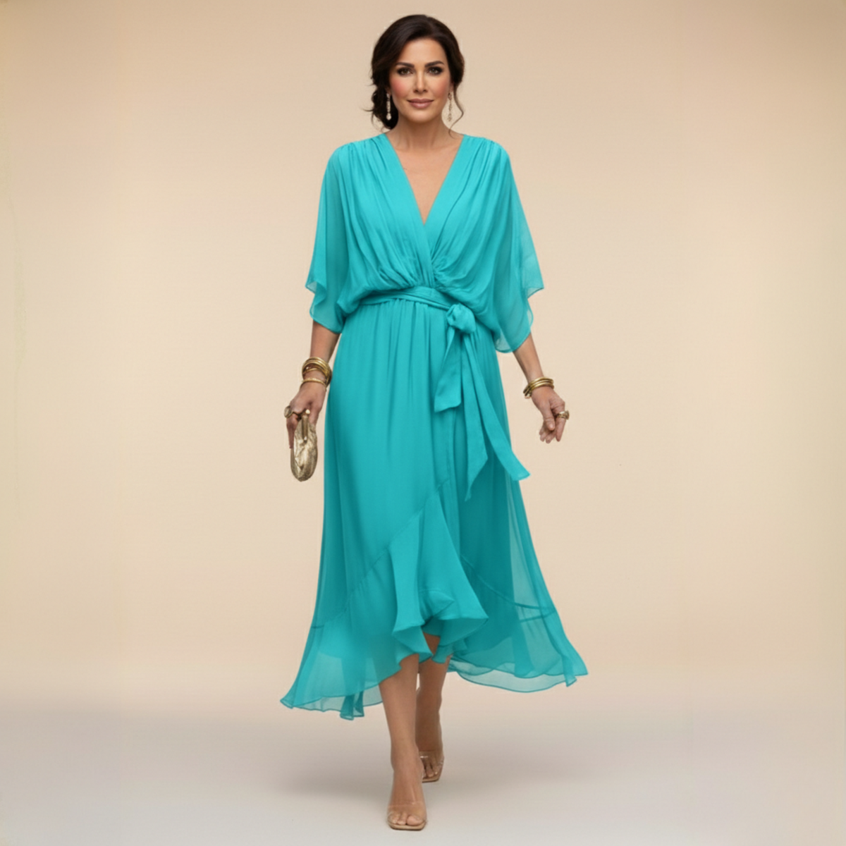 V-Neck Midi Dress