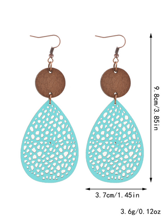 Vintage Style Hollow-Out PU Leather Drop Earrings