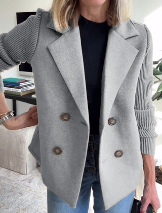 Elegant Knit-Sleeve Blazer