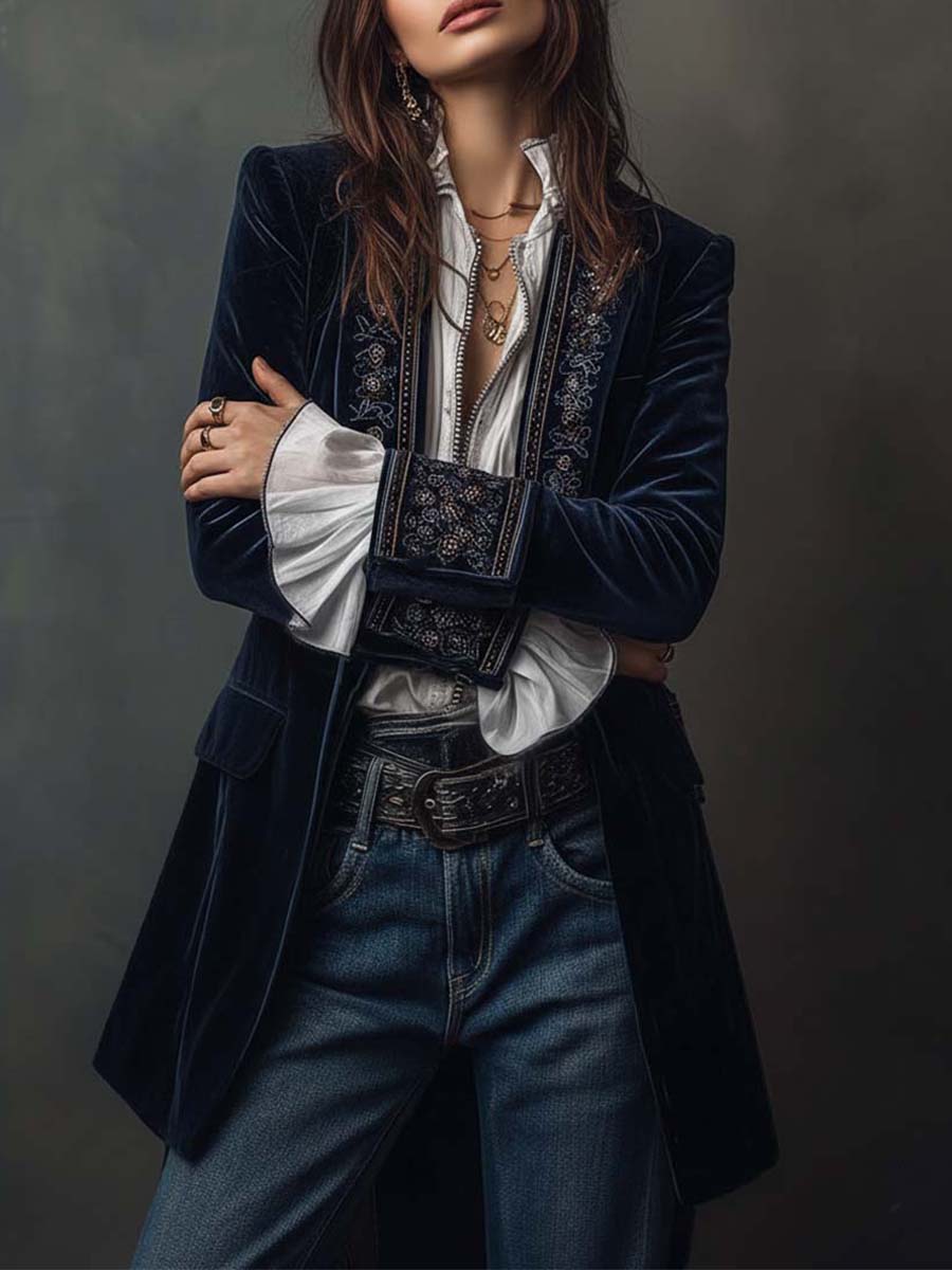 Embroidered Longline Jacket