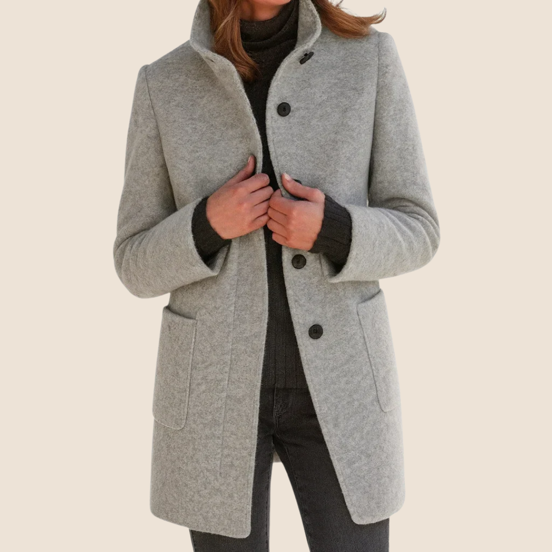 Button-Front Tailored Midi Coat