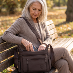 Iris everyday crossbody bag, worn, closer