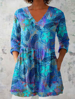 Long Blouse with V-Neck