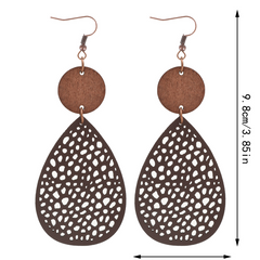 Vintage Style Hollow-Out PU Leather Drop Earrings