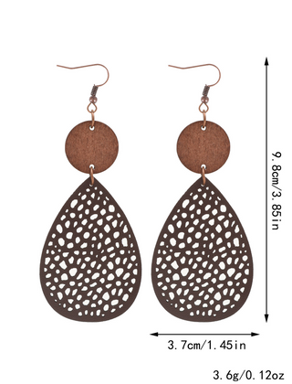 Vintage Style Hollow-Out PU Leather Drop Earrings