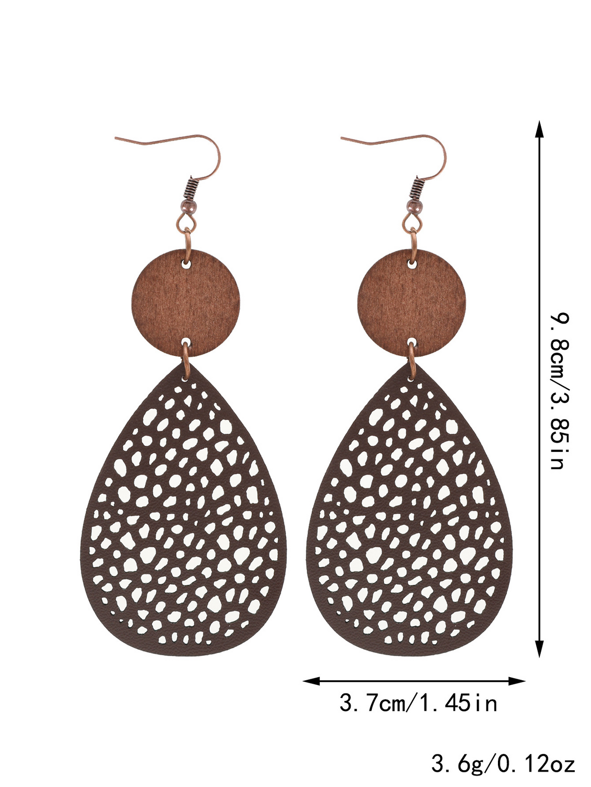 Vintage Style Hollow-Out PU Leather Drop Earrings