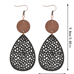 Vintage Style Hollow-Out PU Leather Drop Earrings