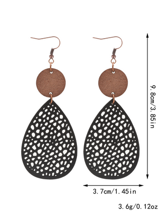 Vintage Style Hollow-Out PU Leather Drop Earrings