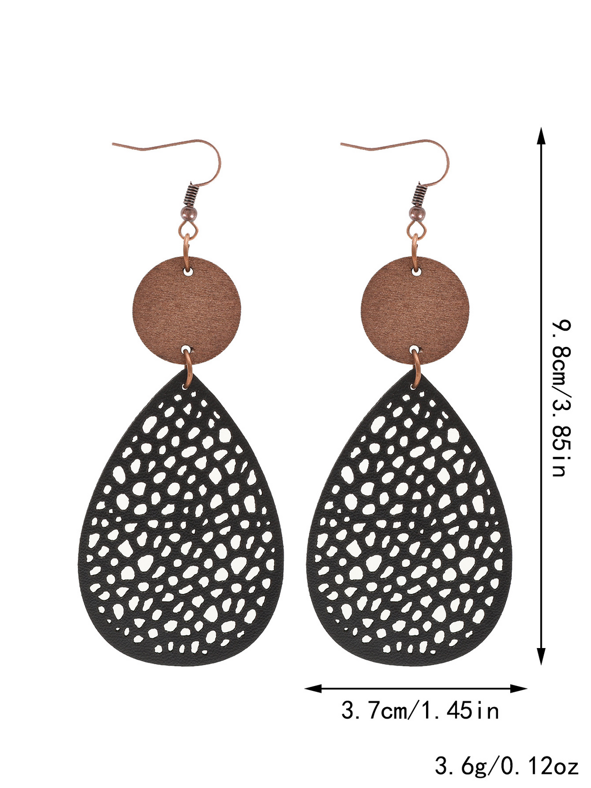 Vintage Style Hollow-Out PU Leather Drop Earrings