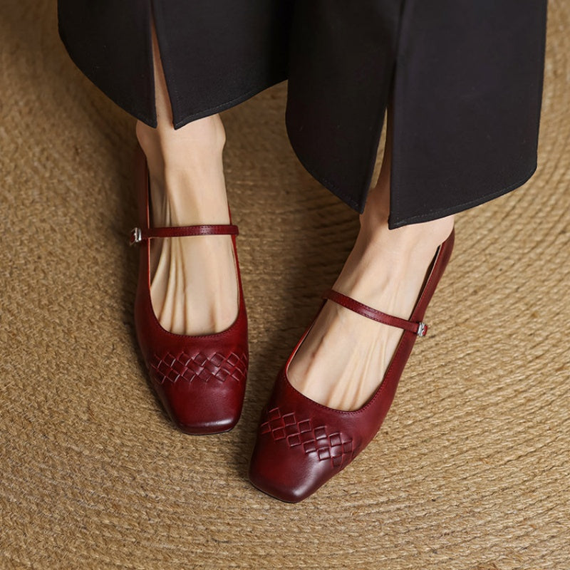 Square-Toe Mary Jane Flat