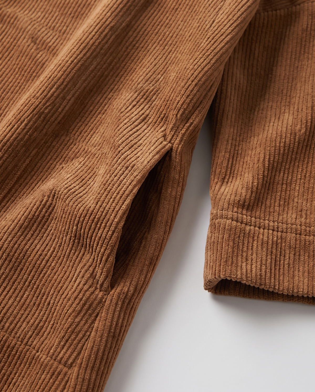 Amy corduroy midi dress, close-up of the corduroy and pocket