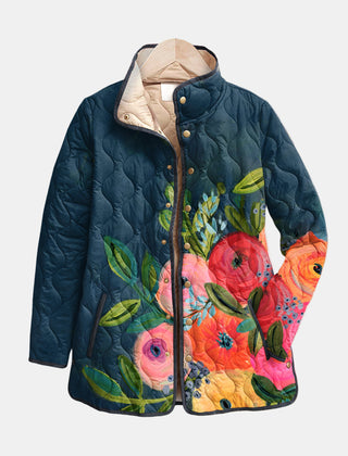 Vintage Floral Print Quilted Jacket