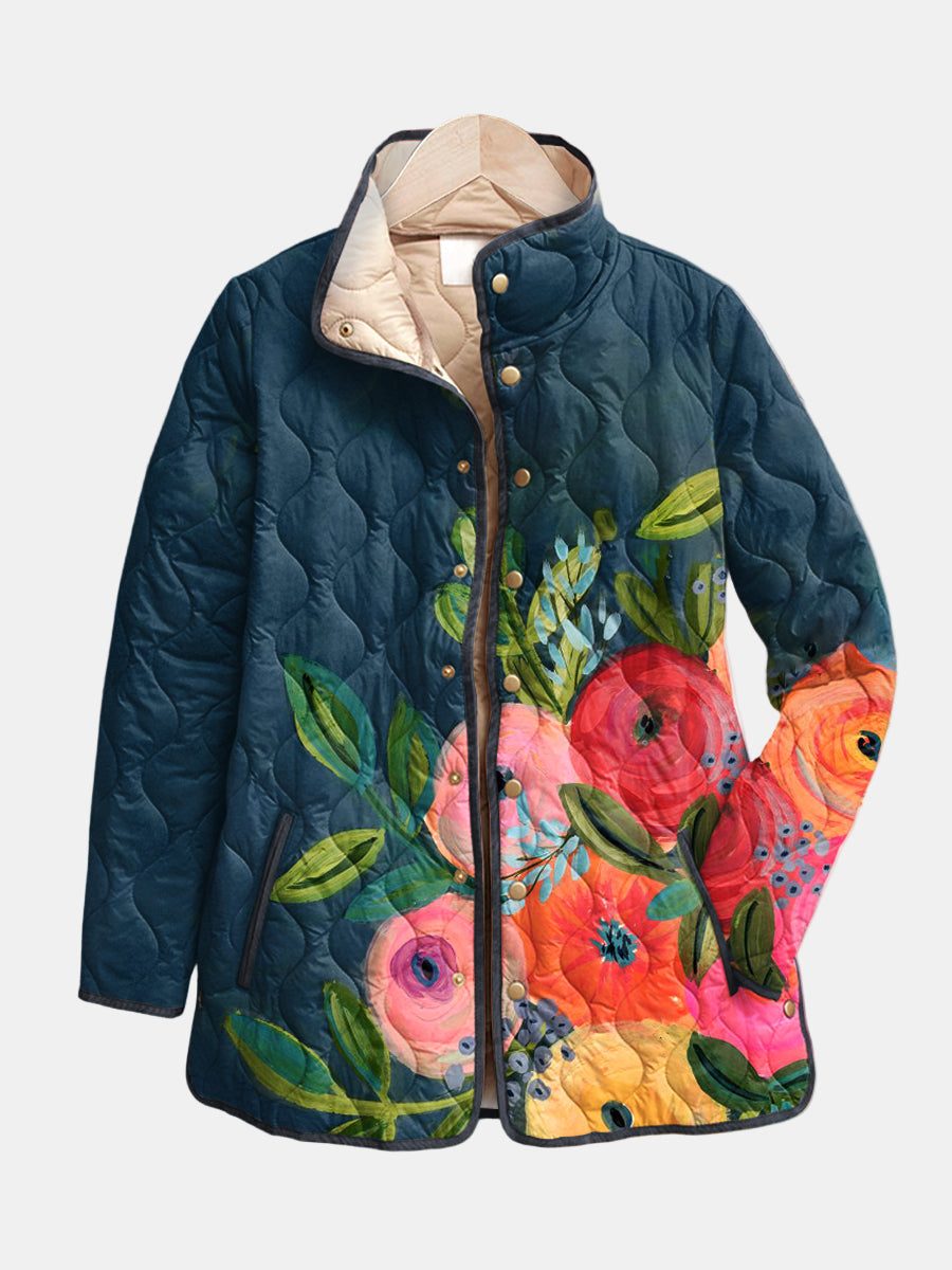 Vintage Floral Print Quilted Jacket