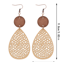 Vintage Style Hollow-Out PU Leather Drop Earrings