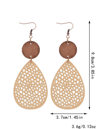 Vintage Style Hollow-Out PU Leather Drop Earrings